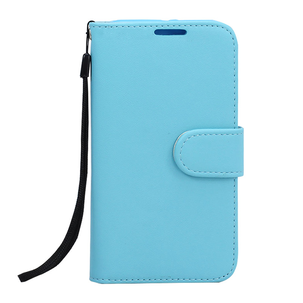 Galaxy S6 Premium Flip LEATHER WALLET Case with Strap (Blue)